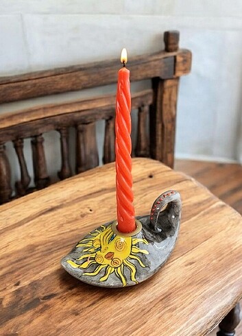 El Boyama Seramik Özel Tasarım Şamdan Mumluk - Görsel 3