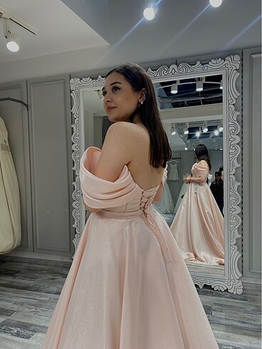 s Beden Narin Moda Pudra Pembe Nişan Elbisesi