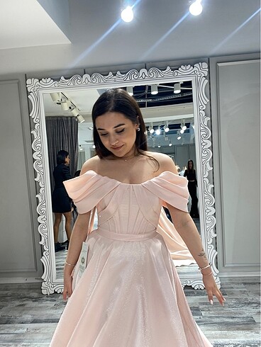 Narin Moda Pudra Pembe Nişan Elbisesi