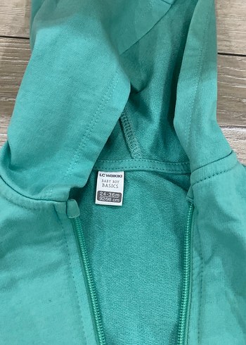 Kız Çocuk Turkuaz Kapüşonlu Fermuarlı Ceket - Görsel 3