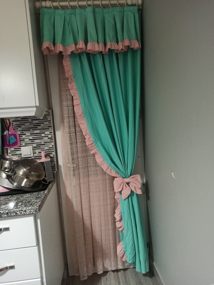 Mutfak için  Pembe Fırfırlı Pastel Perde - Görsel 2
