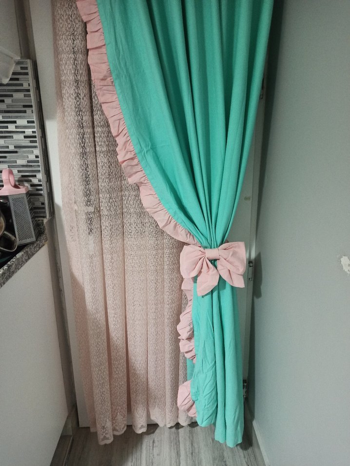 Mutfak için  Pembe Fırfırlı Pastel Perde - Görsel 4