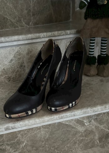 Siyah Tokalı Kareli Yüksek Topuklu Stiletto - Görsel 2