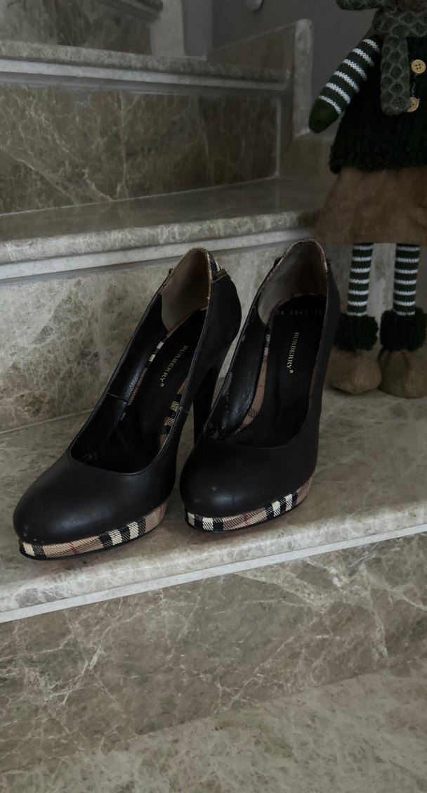 Siyah Tokalı Kareli Yüksek Topuklu Stiletto - Görsel 2