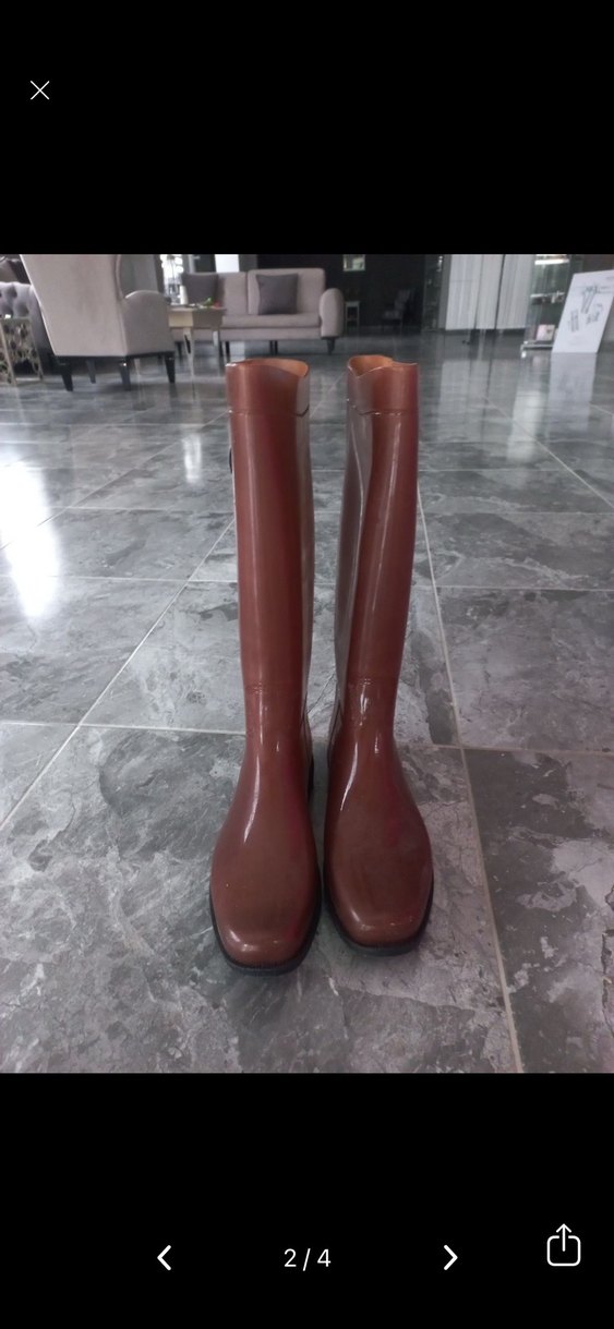 Kahverengi Tokalı Dizüstü Kadın yağmur Çizme - Görsel 2