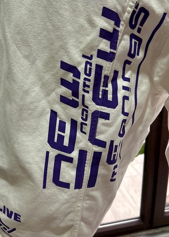 Beyaz Baskılı Kadın Denim Ceket - Görsel 3