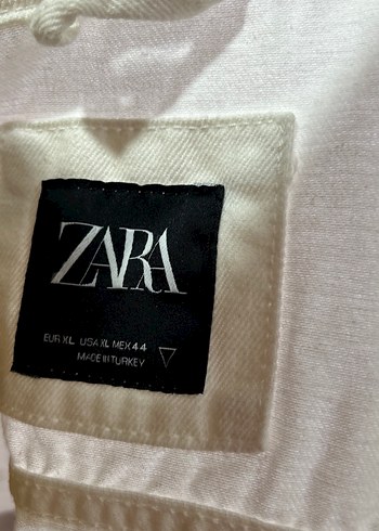 Beyaz Baskılı Kadın Denim Ceket - Görsel 4