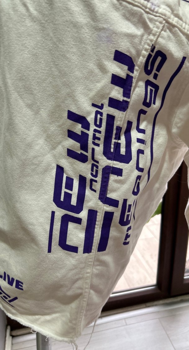 Beyaz Baskılı Kadın Denim Ceket - Görsel 3