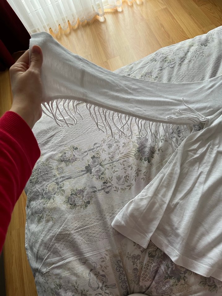 Beyaz Kadın pamuklu Uzun Kollu Bluz - Görsel 2