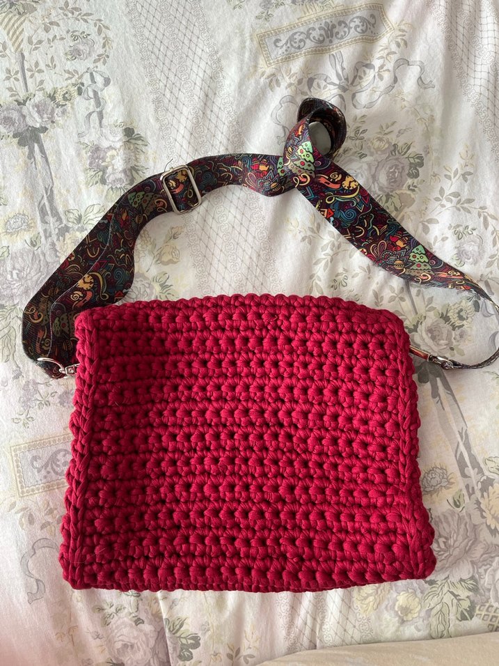Bordo Örgü Bohem Kadın Çanta - Görsel 2
