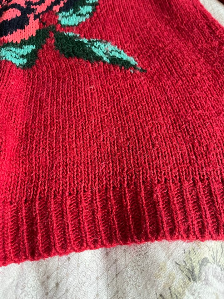 Nakışlı Bohem Kırmızı Triko Kazak - Görsel 2