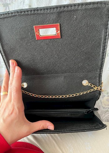 Zincir Detaylı Siyah Deri Kadın Çanta - Görsel 2