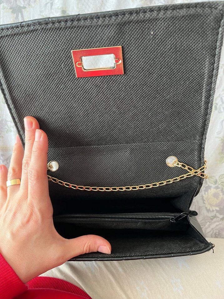 Zincir Detaylı Siyah Deri Kadın Çanta - Görsel 2