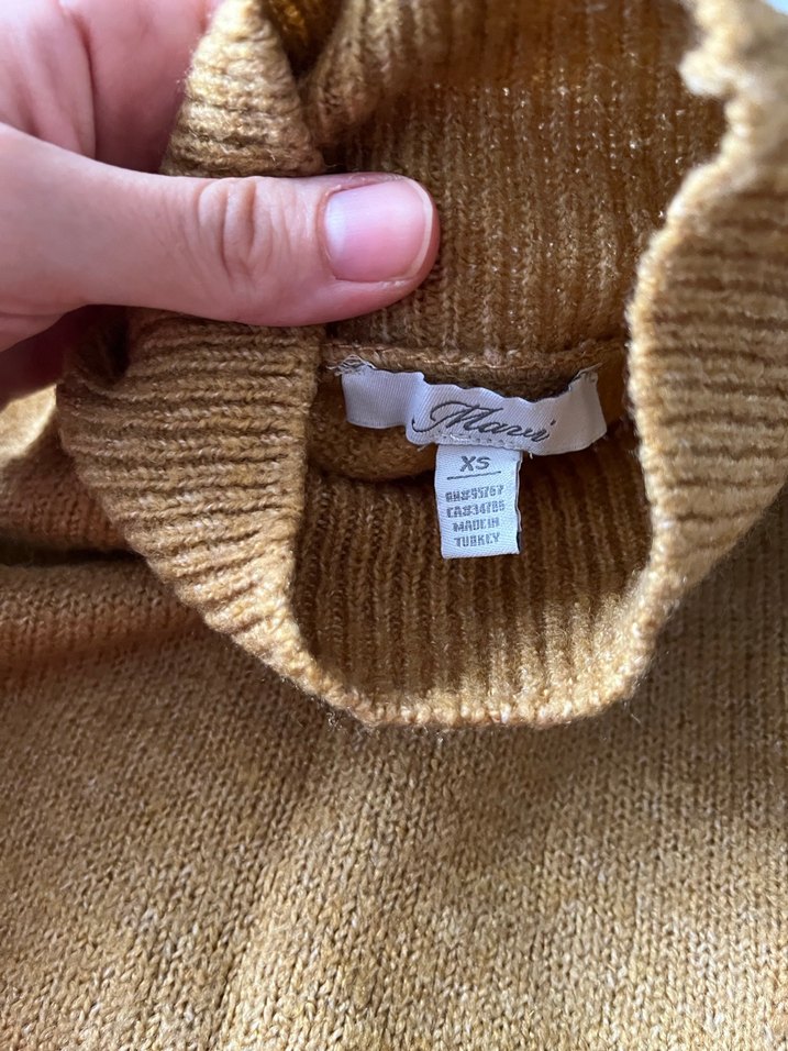 Sarı Örme Boğazlı Kadın crop Kazak - Görsel 2