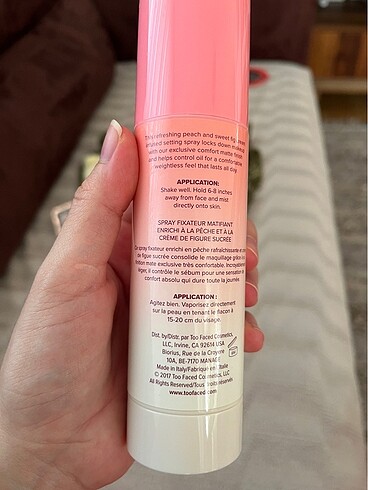 Beden Too faced peach mist makyaj sabitleyici sprey
