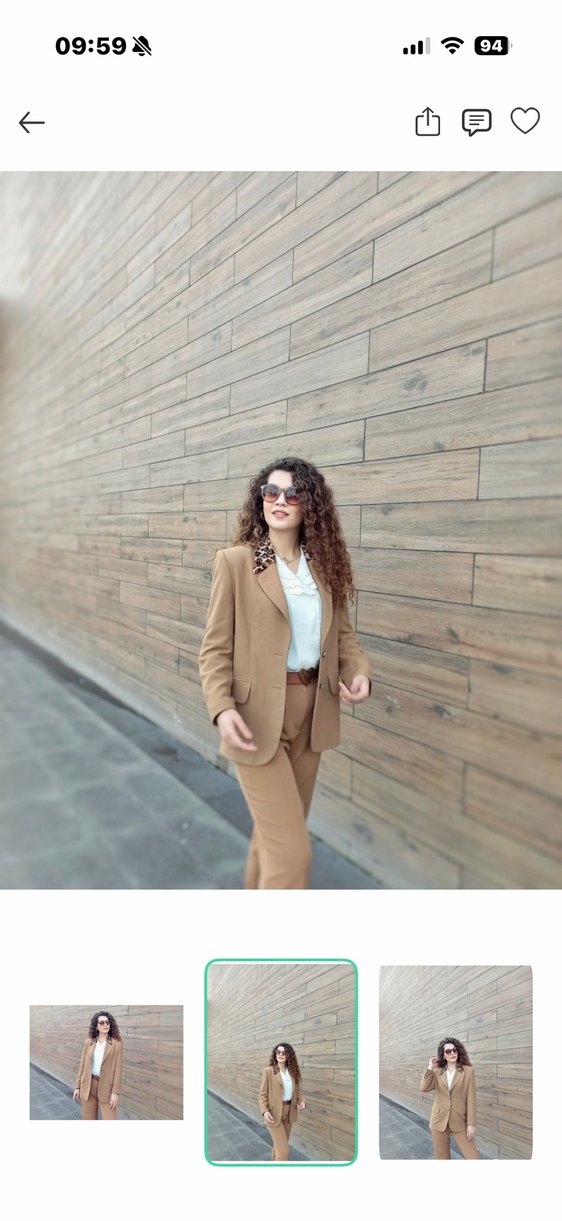 Camel leopar yaka vintage blazer — görsel 3/4