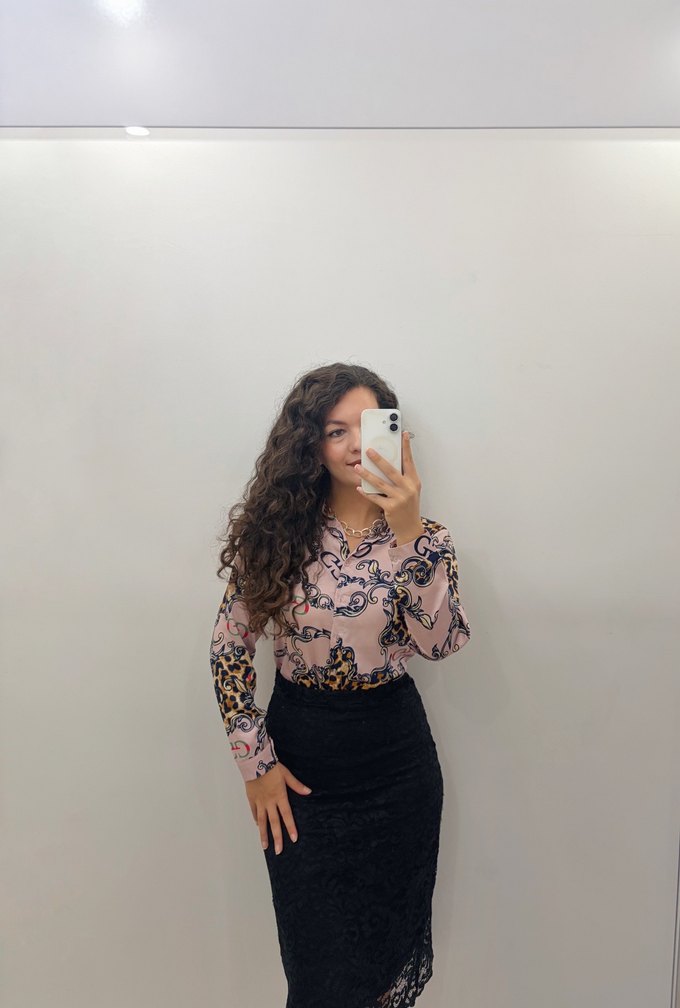 Leopar Desenli Pembe Uzun Kollu Bluz — görsel 2/6