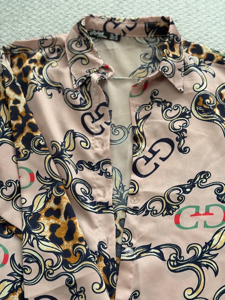 Leopar Desenli Pembe Uzun Kollu Bluz — görsel 4/6
