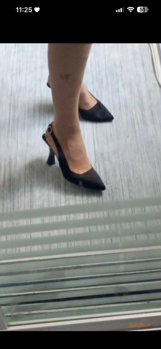 Saten Siyah Tokalı Stiletto - Görsel 2