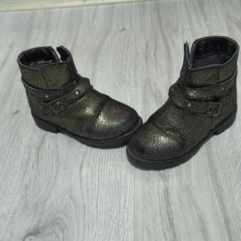 Kızlar için Siyah Yılan Desenli Deri Bot - Görsel 2