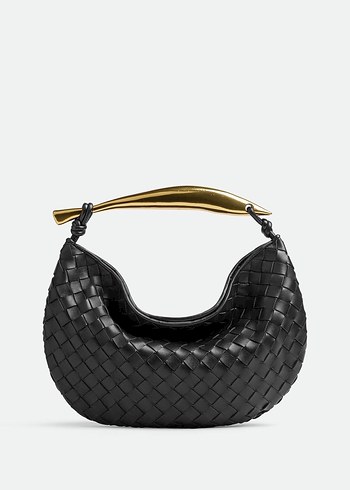 Bottega veneta sardine siyah örgü çanta gold saplı