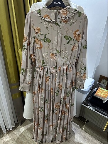 38 Beden camel Renk Bebe yaka elbise