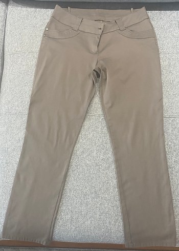 m Beden Bej Kadın Kemerli Kumaş Pantolon