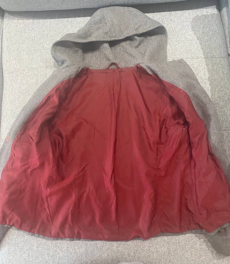 Gri Kapüşonlu Düğmeli Midi  Kabanı - Görsel 4