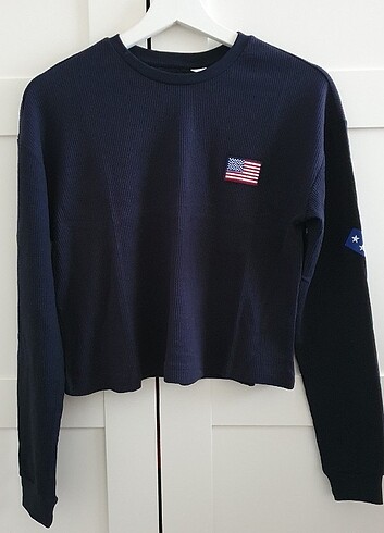 H&m Amerikan Bayraklı Sweatshirt