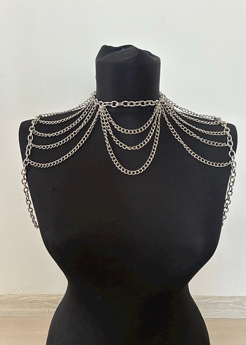 Gri Zincir Detaylı Kadın Vücut Zinciri - Görsel 3