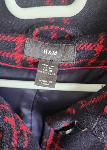 Kırmızı Ekoseli Lacivert Kadın Kaban - Görsel 2