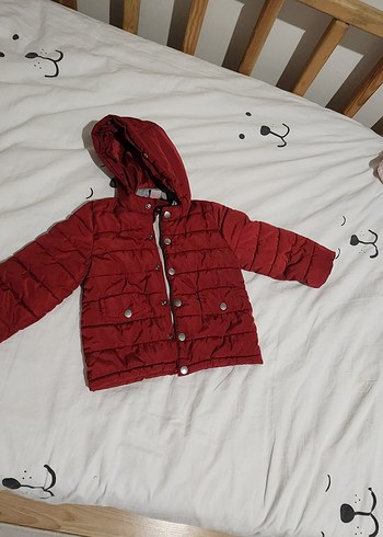 Bordo Erkek Çocuk Kapüşonlu Düğmeli Mont - Görsel 2