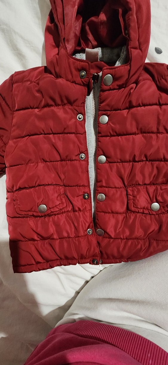 Bordo Erkek Çocuk Kapüşonlu Düğmeli Mont - Görsel 4