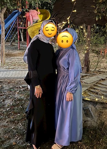 Trendyol & Milla Mavi Drapeli Uzun Kollu Sade Tesettür Elbise
