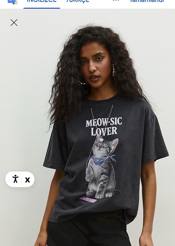 Gri kedi Baskılı Kadın Tişört