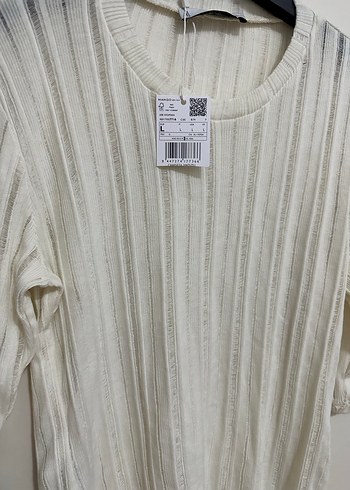 Bej, Kısa Kollu, İnce Çizgi desen Kadın Bluz - Görsel 6