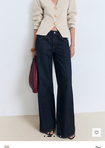 Mango Mango Bej Düğmeli Midi Denim Hırka