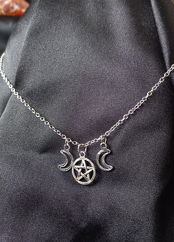  Beden çeşitli Renk Triple goddess pentagram kolye