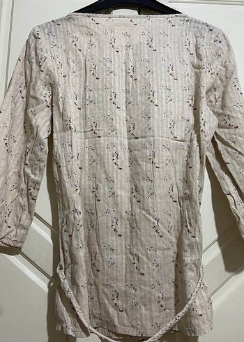 Bej Bohem Uzun Kollu bel kısmı kemerli Bluzu - Görsel 3