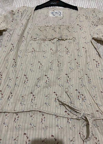 Bej Bohem Uzun Kollu bel kısmı kemerli Bluzu - Görsel 5