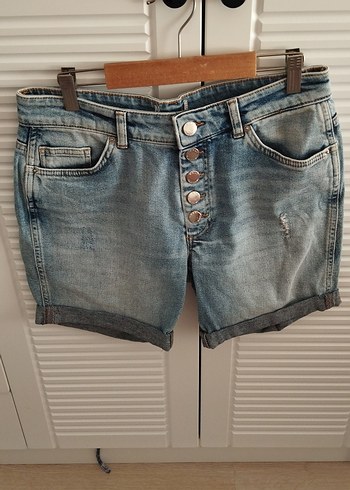 Düğmeli Loose Fit Mini Denim Şort