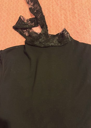 s Beden siyah Renk Gothik Siyah Fırfırlı Kadın Bluz