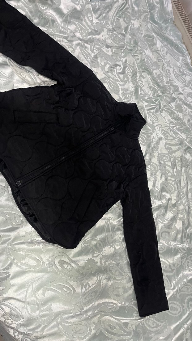 Siyah Fermuarlı Yüksek Yakalı Kadın Ceket - Görsel 2