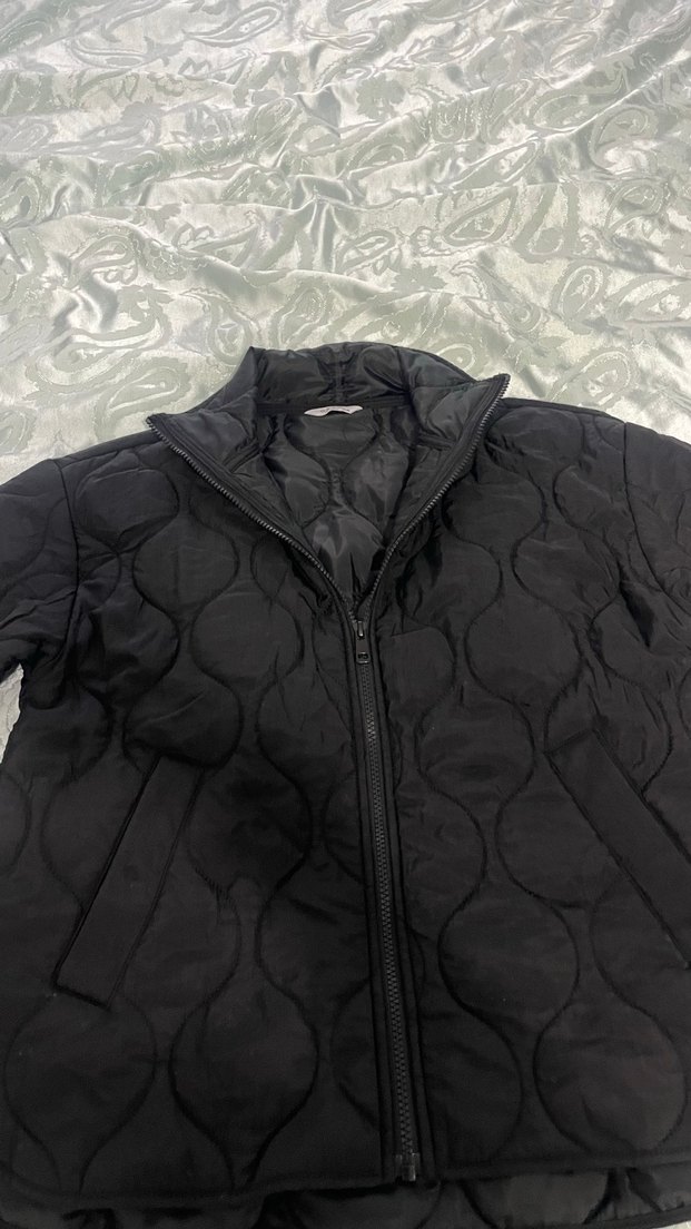 Siyah Fermuarlı Yüksek Yakalı Kadın Ceket - Görsel 3