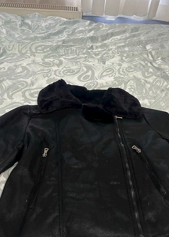 Kürk Detaylı Siyah Deri Kadın Ceket - Görsel 2
