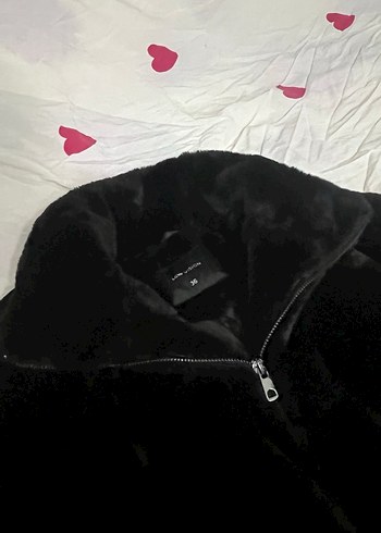 Siyah Kadın Kürk Detaylı Uzun Kollu Mont - Görsel 2