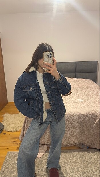 Pull and Bear İçi kürklü kot ceket