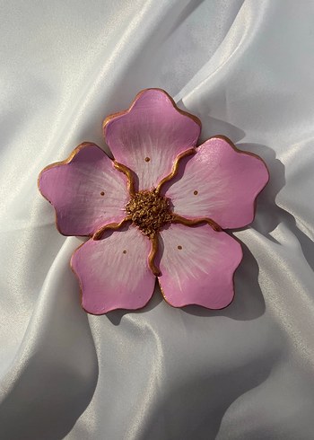 Işıltılı pembe çiçek tabak - Görsel 3