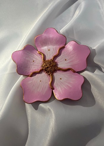 Işıltılı pembe çiçek tabak - Görsel 4