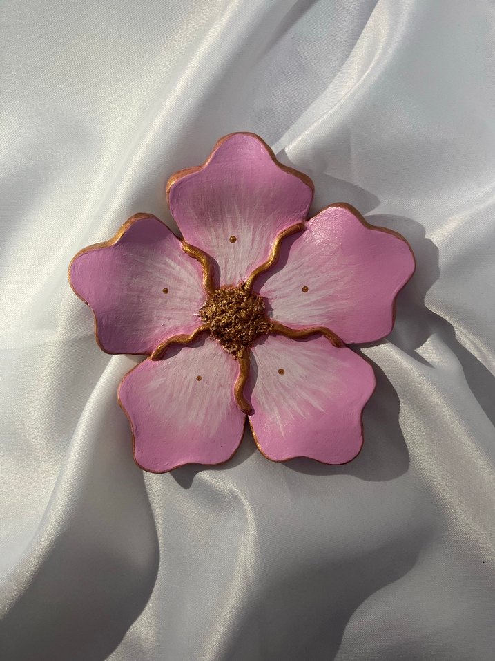 Işıltılı pembe çiçek tabak - Görsel 3